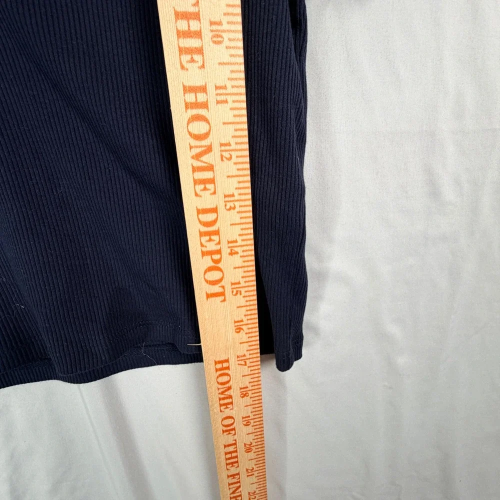 Tommy Jeans Womens Navy Blue Ribbed Cropped Polo Shirt XS Embroidered Logo